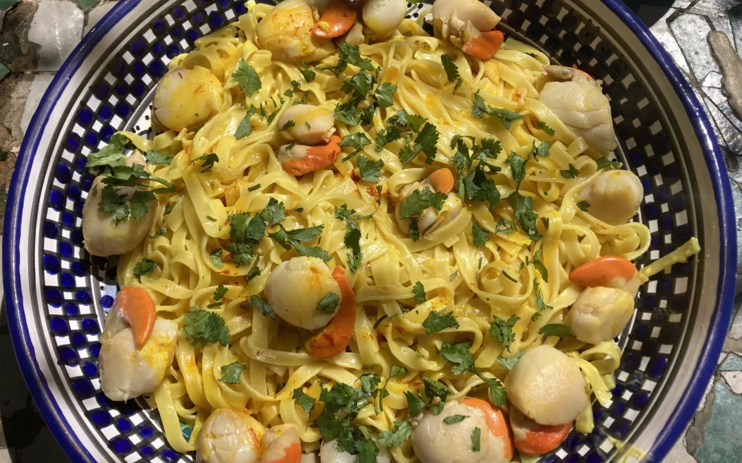 Tagliatelles au safran et noix de Saint-Jacques