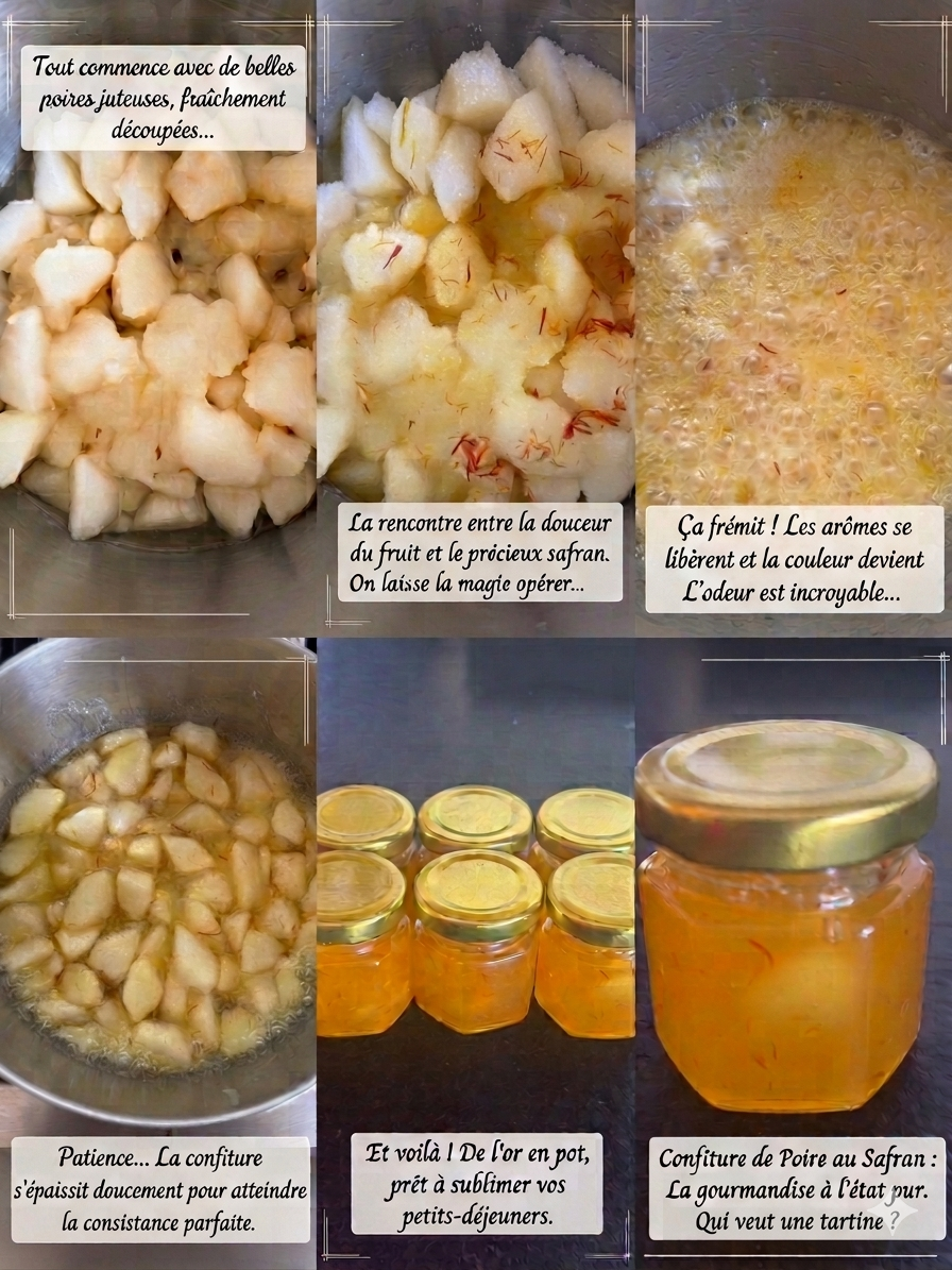 Préparation de la confiture de poire au safran maison